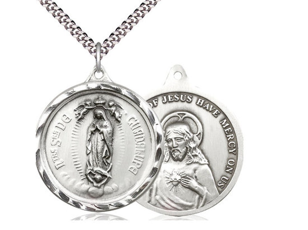 Our Lady of Guadalupe Sterling Silver Pendant on a 24 Inch Light ...