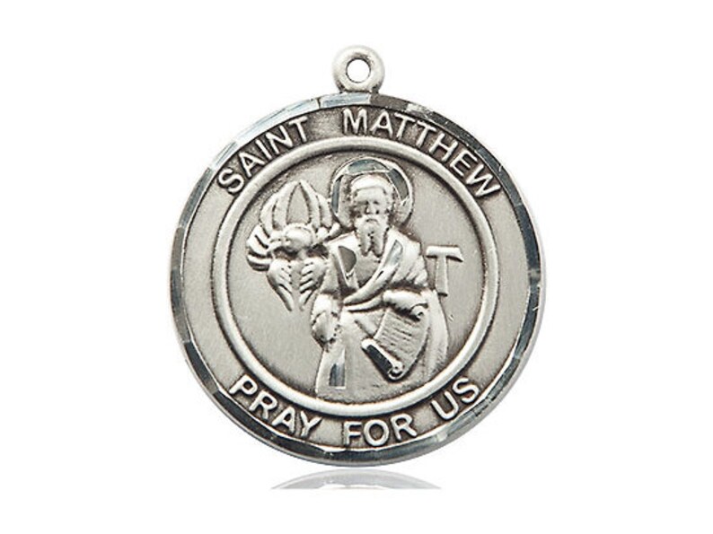 St Matthew the Apostle Sterling Silver Pendant on a 24 Inch Light ...