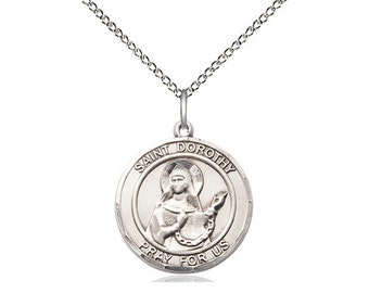 St Dorothy Sterling Silver Pendant on a 18 inch Sterling Silver Light Curb Chain.