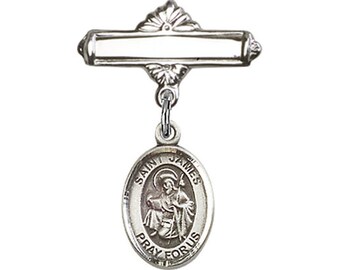 Distintivo Sterling Silver Baby con St. James il fascino maggiore e polacco distintivo Pin