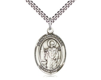 St Wolfgang Sterling Silver Pendant on a 24 inch Light Rhodium Heavy Curb Chain.