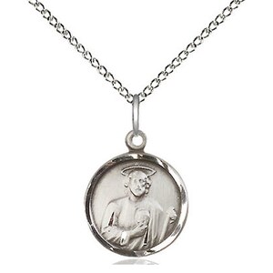 St Jude Sterling Silver Pendant on a 18 inch Sterling Silver Light Curb Chain.
