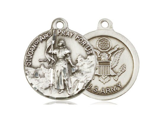 St Joan of Arc Army Sterling Silver Pendant on a 24 Inch Light Rhodium ...