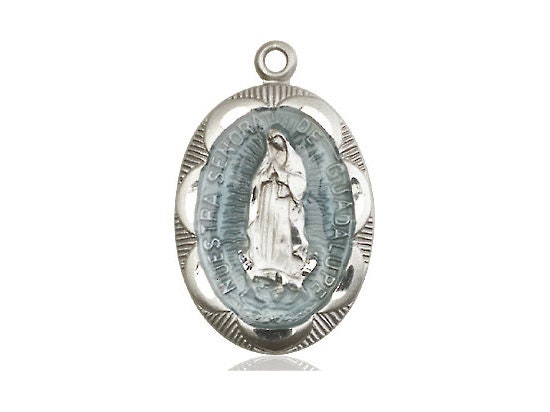 799646c01 Our Lady of Guadalupe Sterling Silver Pendant on a 24 Inch Light ...