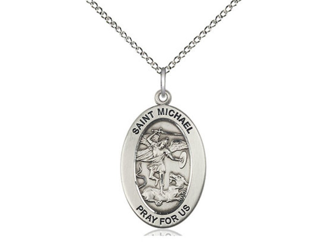 St. Michael the Archangel Sterling Silver Pendant on a 18 Inch Sterling ...