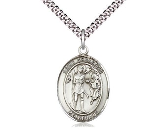 St. Michael the Archangel Sterling Silver on a 24 Inch Light Rhodium ...