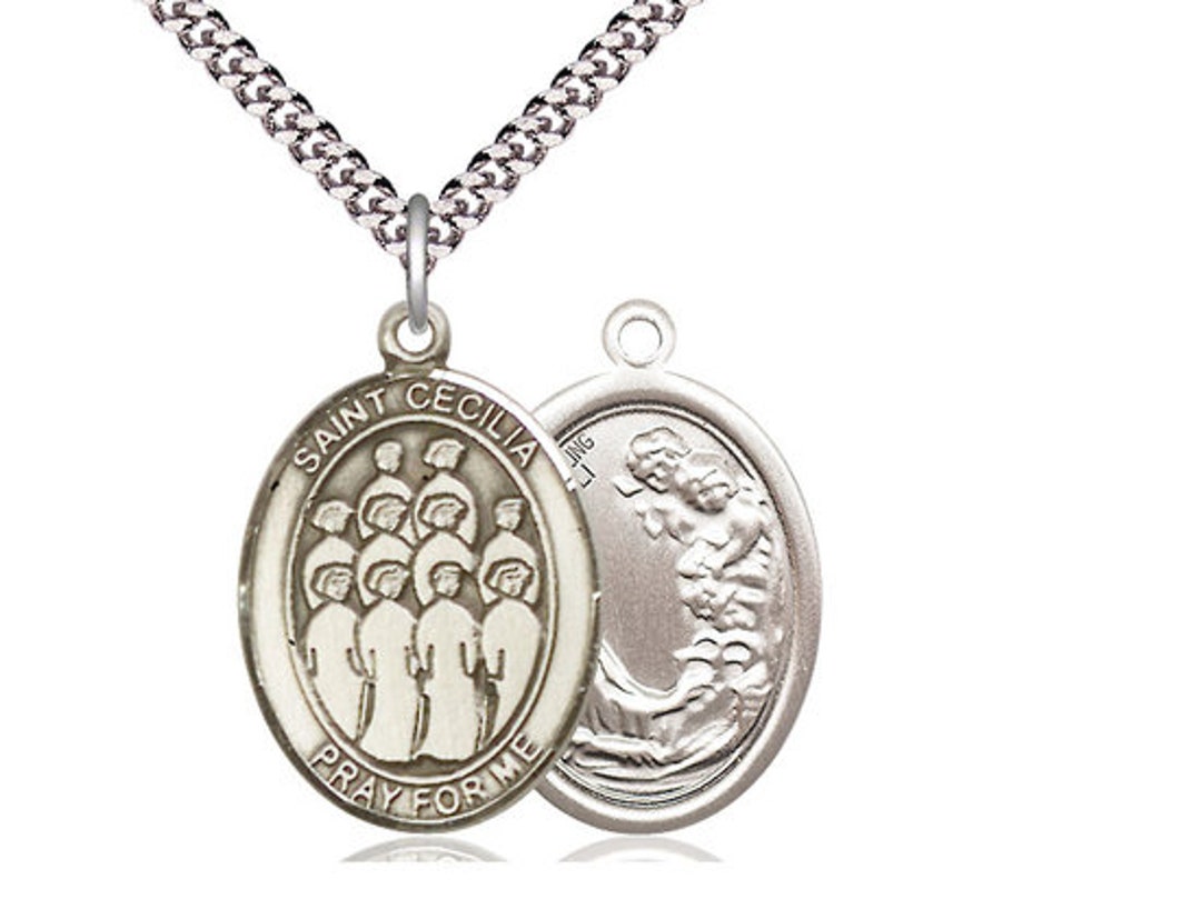St Cecilia Choir Sterling Silver Pendant on a 24 Inch Light Rhodium ...