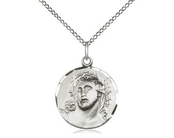 Jewel Tie 925 Sterling Silver Antiqued-Style Ecce Homo Medal 21mm x 29mm