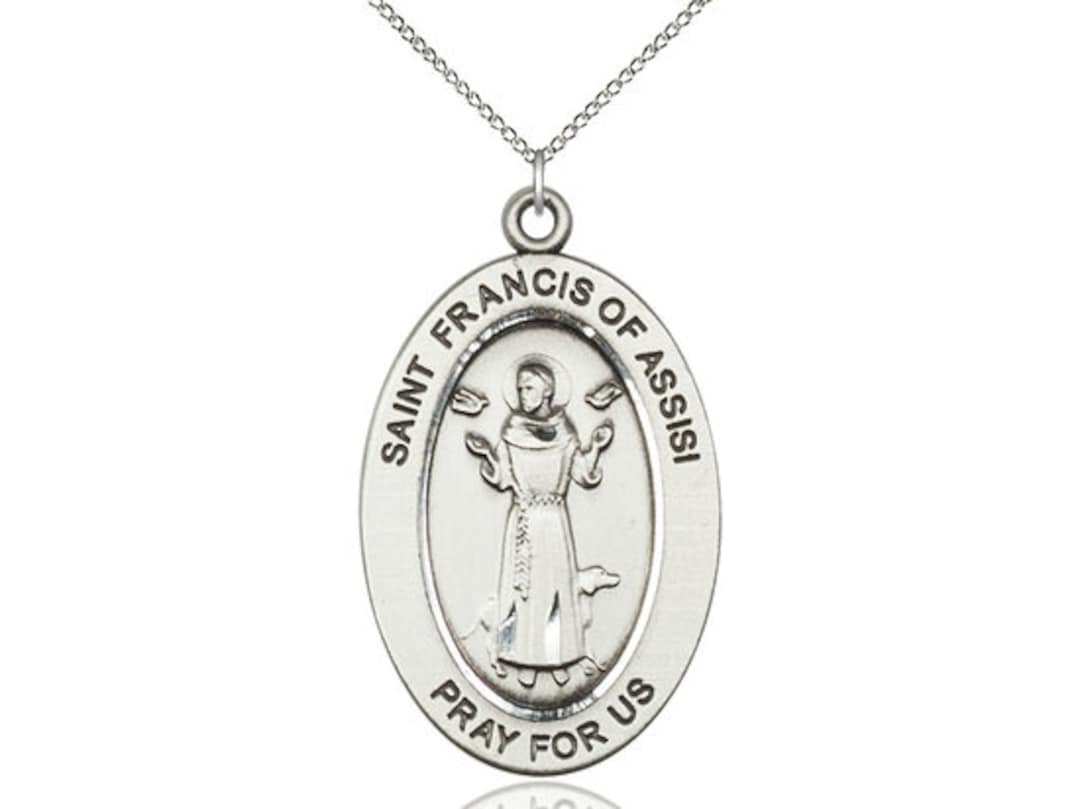 St. Francis of Assisi Sterling Silver Pendant on a 18 Inch Sterling ...