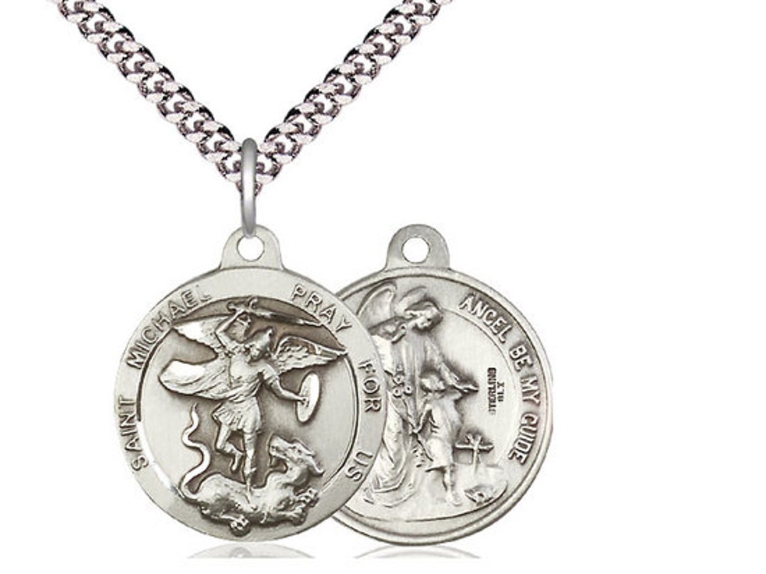 Saint Michael the Archangel / Guardian Angel Sterling Silver Pendant on ...