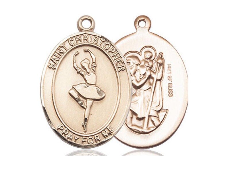St Christopher Dance Pendant on a 24 Inch Gold Plate Heavy Curb Chain