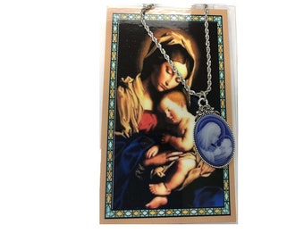 Mother Child Cameo Pendant with Prayer card