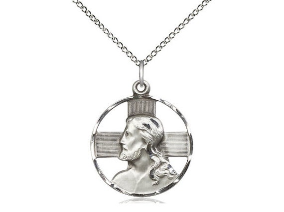 Pendentif tête de Christ en argent sterling sur une chaîne de