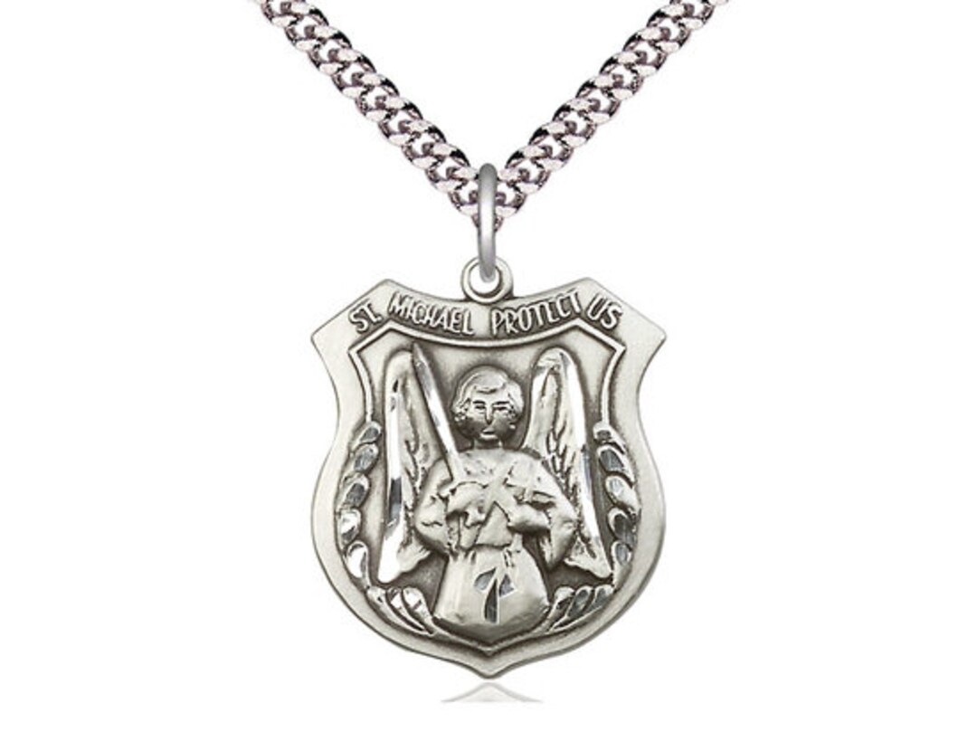 St. Michael the Archangel Sterling Silver Pendant on a 24 Inch Light ...