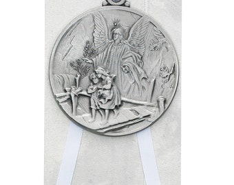 Medalla de cuna del ángel de la guarda grabable