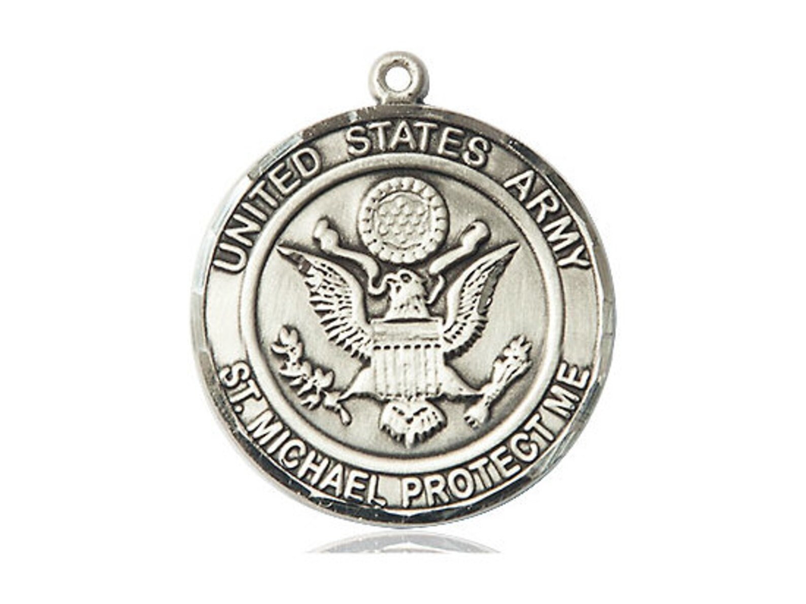 Army St Michael Sterling Silver Pendant on a 24 Inch Light Rhodium ...