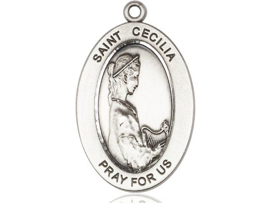 St. Cecilia Sterling Silver Pendant on a 18 Inch Sterling Silver Light ...