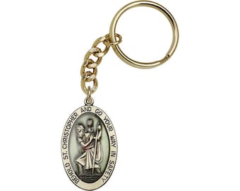 St. Christopher Keychain Gold Finish