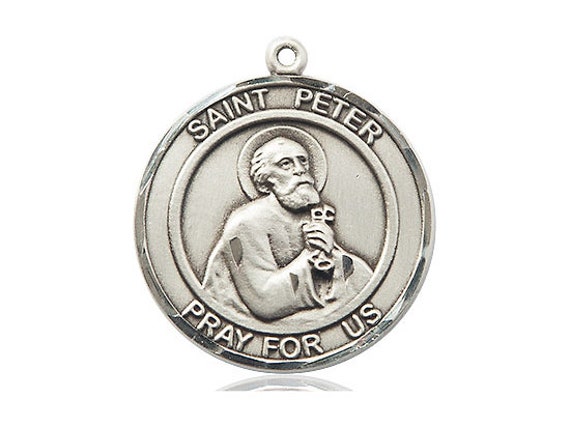 St Peter the Apostle Sterling Silver Pendant on a 24 Inch Light