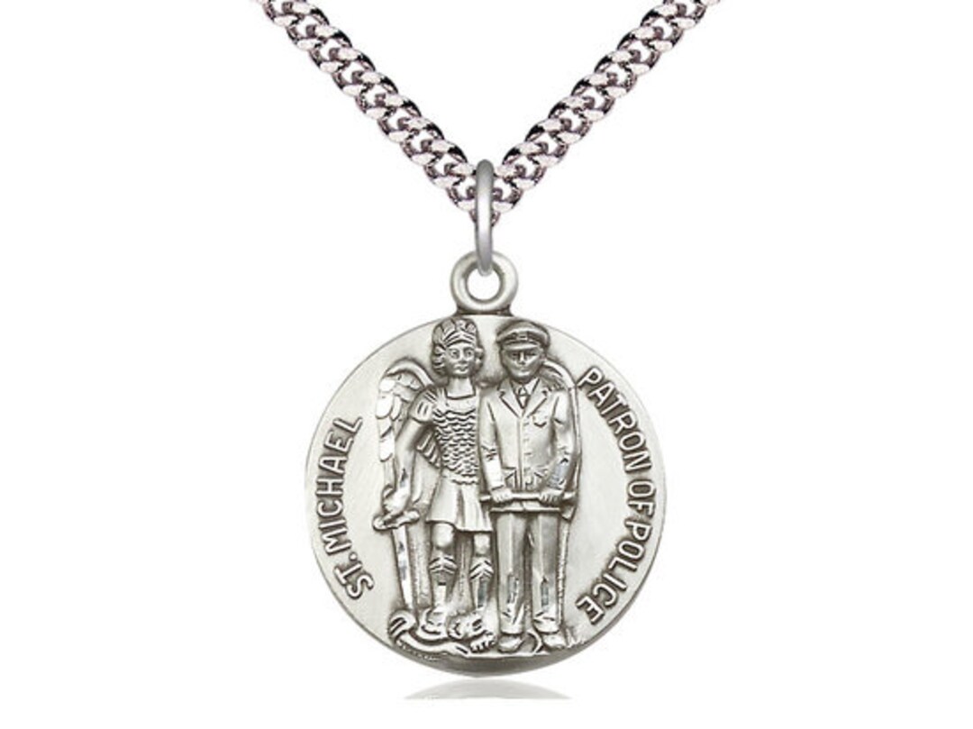 St. Michael the Archangel Sterling Silver Pendant on a 24 Inch Light ...