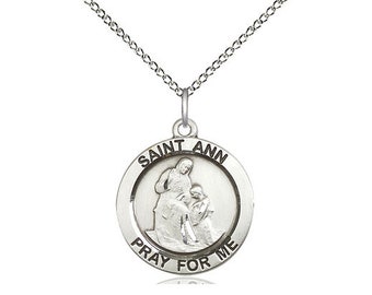 St Ann Sterling Silver Pendant on a 18 inch Sterling Silver Light Curb Chain.