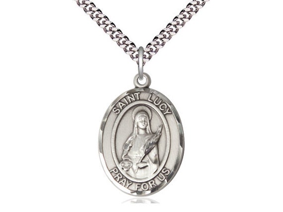 St Lucy Sterling Sterling Silver Pendant on a 24 Inch Light