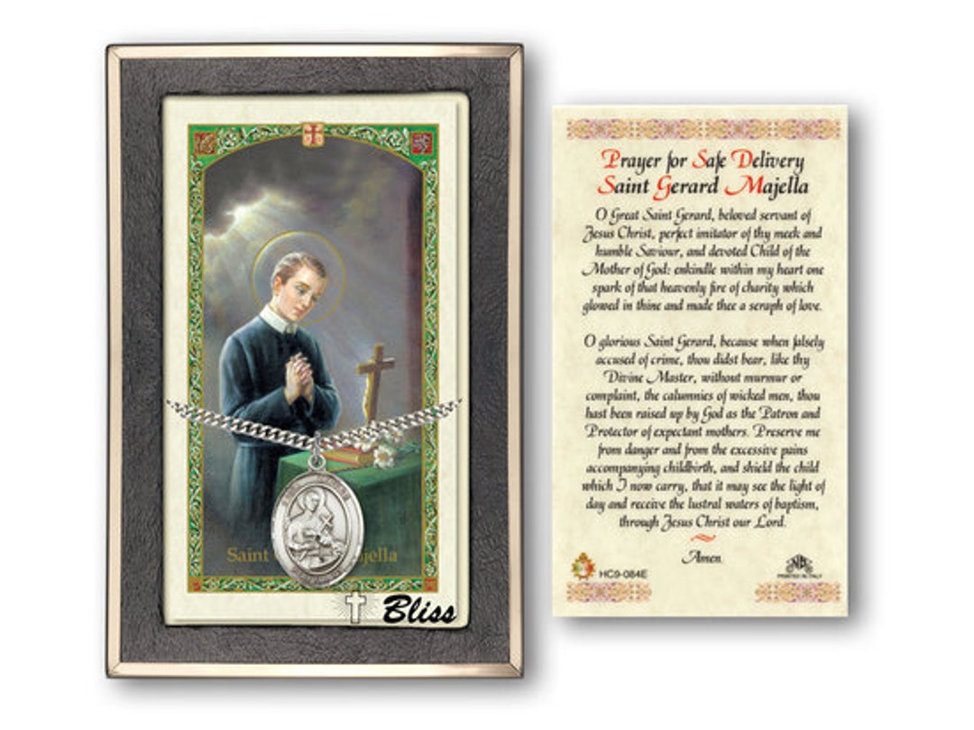 Saint Gerard Majella Medal on a 24 Inch Heavy Curb Chain With a Prayer