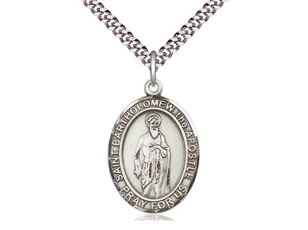 St Bartholomew the Apostle Sterling Silver Pendant on a 24 Inch Light ...
