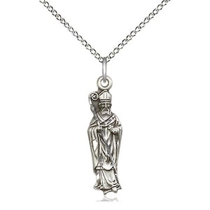 St Patrick Sterling Silver Pendant on a 18 inch Sterling Silver Light Curb Chain.