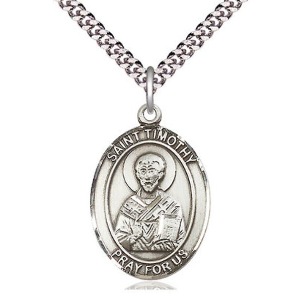 St Frances of Rome Sterling Silver Pendant on a 24 inch Light Rhodium Heavy Curb Chain.