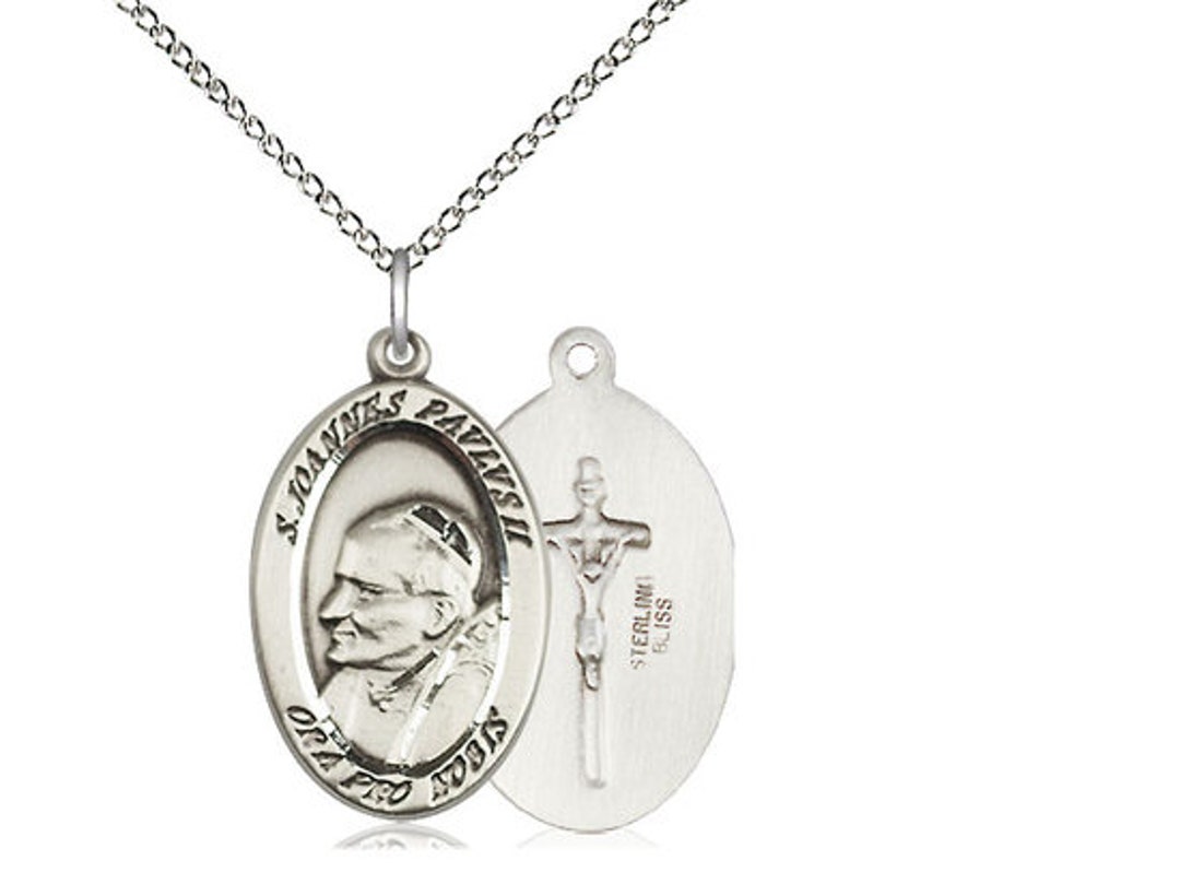 St John Paul II Vatican Sterling Silver Pendant on a 18 Inch Sterling ...