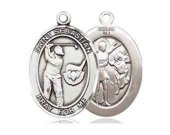 St Sebastian Golf Sterling Silver Pendant (NO CHAIN)