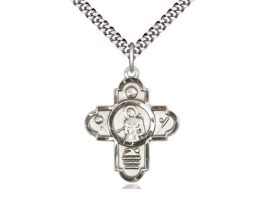 5-way St Sebastian Sports Sterling Silver Pendant on a 24 Inch Light ...