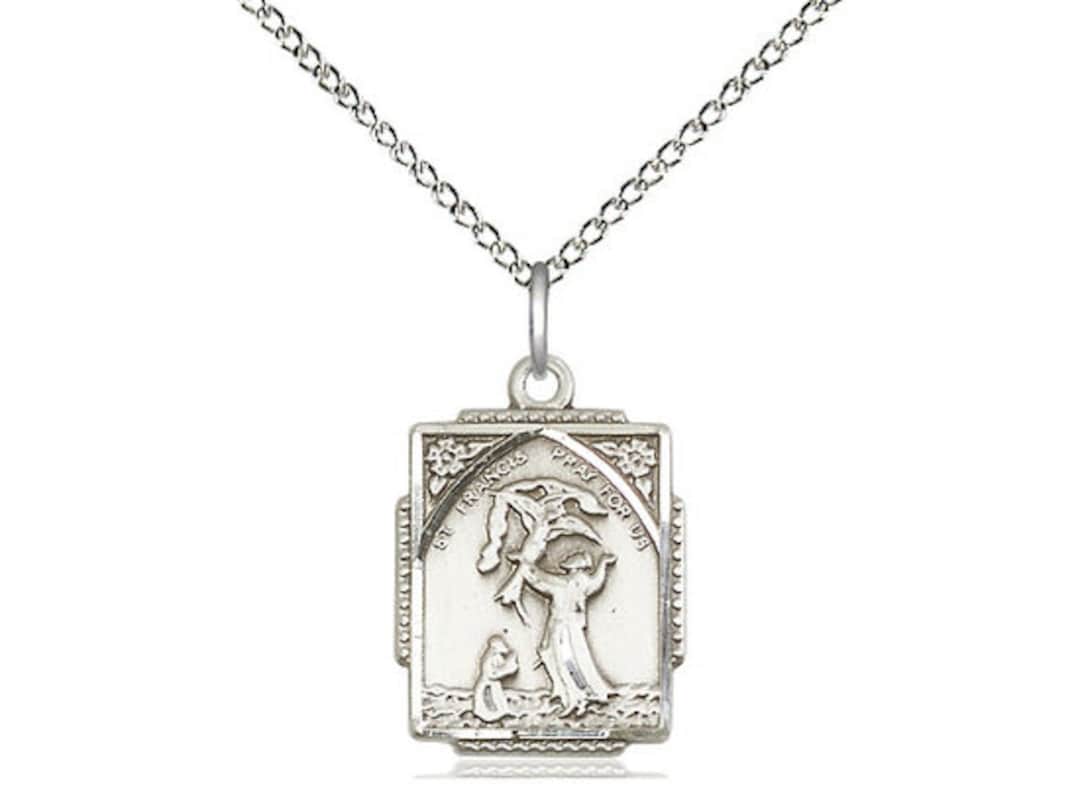 St Francis of Assisi Sterling Silver Pendant on a 18 Inch Sterling ...