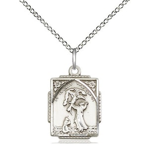 St Francis of Assisi Sterling Silver Pendant on a 18 inch Sterling Silver Light Curb Chain.
