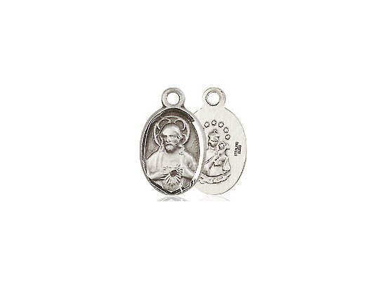 Sterling Silver Scapular Pendant on a 18 Inch Light Rhodium Light Curb ...