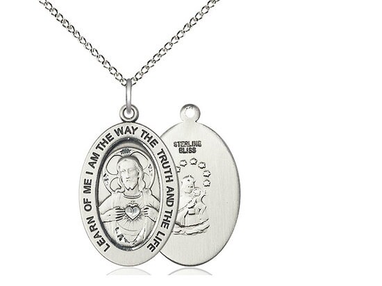 Scapular Sterling Silver Pendant on a 18 Inch Sterling Silver Light ...