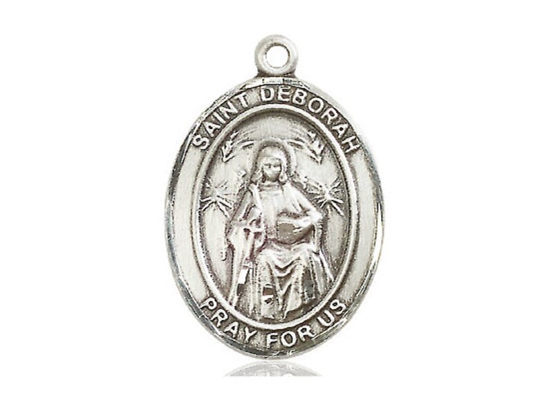 St Deborah Sterling Silver Pendant on a 24 Inch Light Rhodium Heavy ...