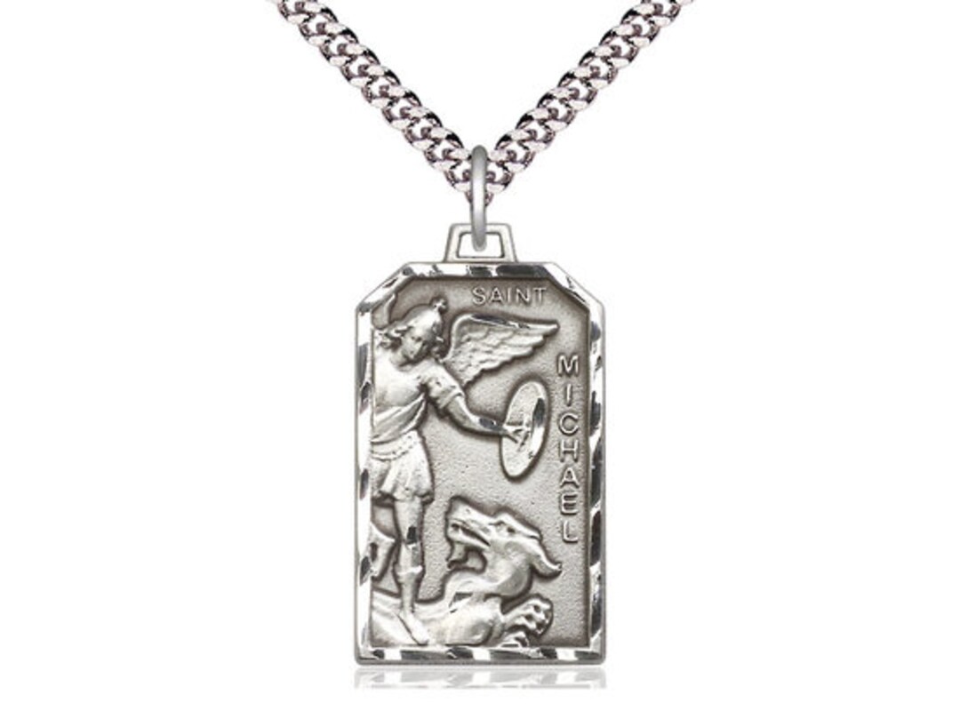 St. Michael the Archangel Sterling Silver Pendant on a 24 Inch Light ...