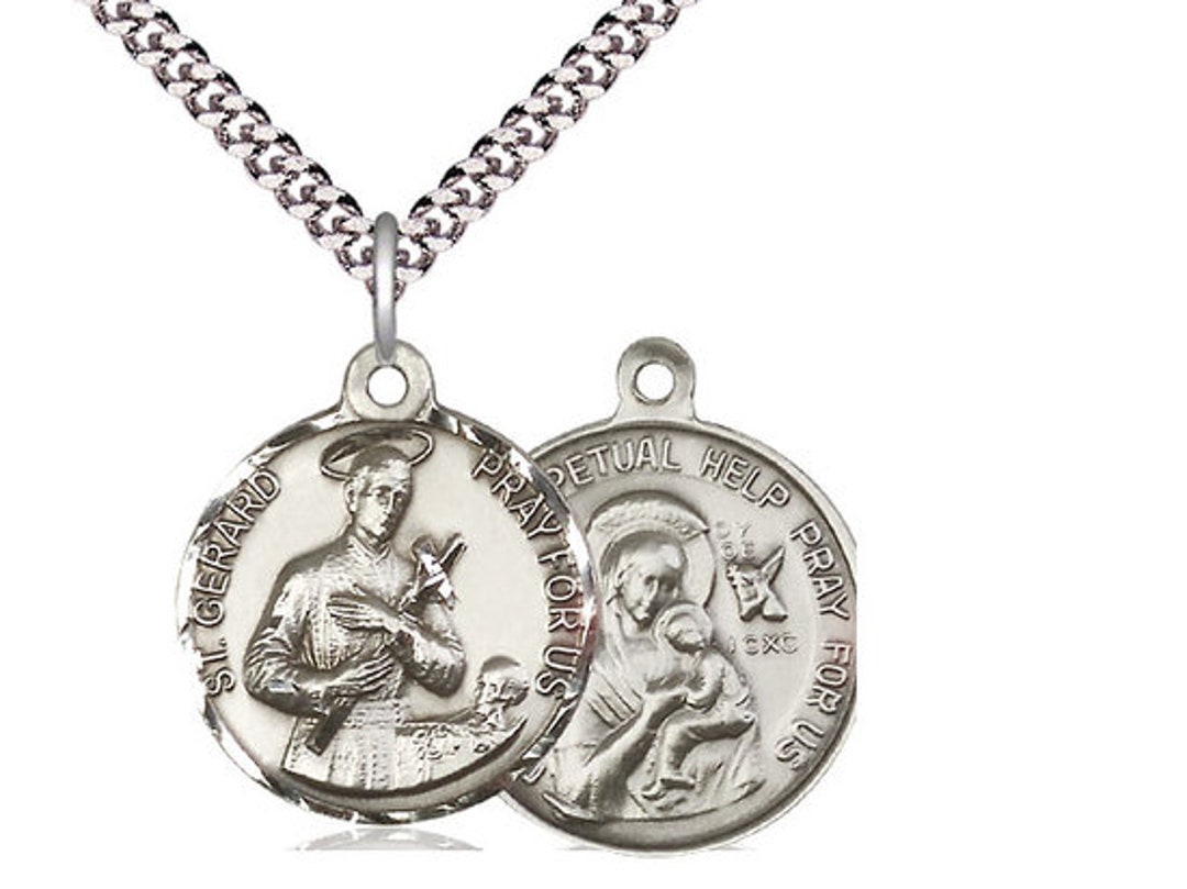 Saint Gerard / Our Lady Perpetual Help Sterling Silver Pendant on a 24 ...