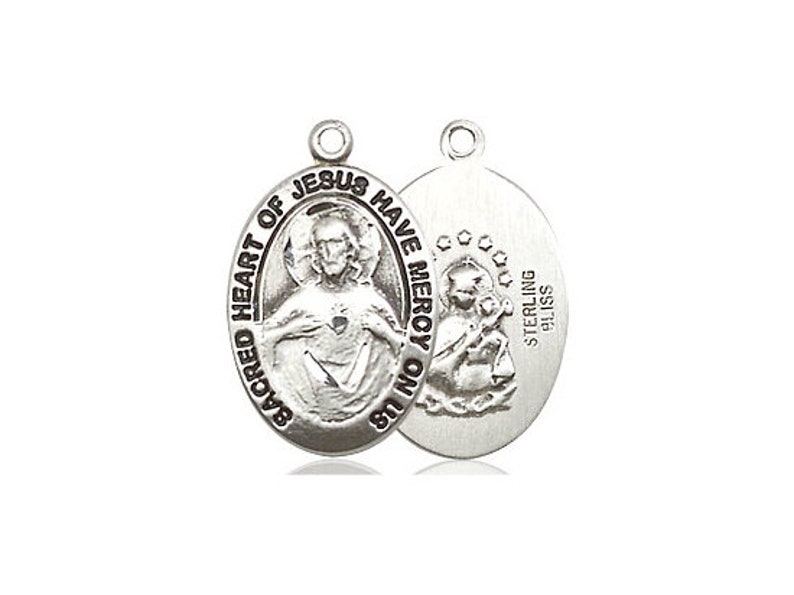Sterling Silver Scapular Pendant on a 24 Inch Light Rhodium Heavy Curb ...
