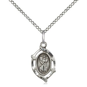 St Christopher Sterling Silver Pendant on a 18 inch Sterling Silver Light Curb Chain.