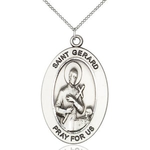 St. Gerard Majella Sterling Silver Pendant on a 18 inch Sterling Silver Light Curb Chain.