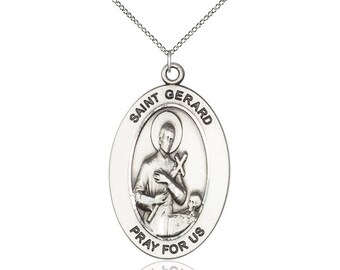 St. Gerard Majella Sterling Silver Pendant on a 18 inch Sterling Silver Light Curb Chain.