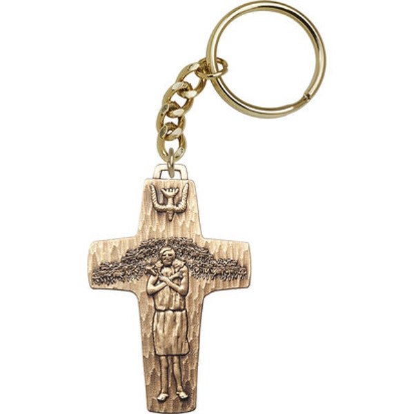 Papal Crucifix Keychain Gold Finish