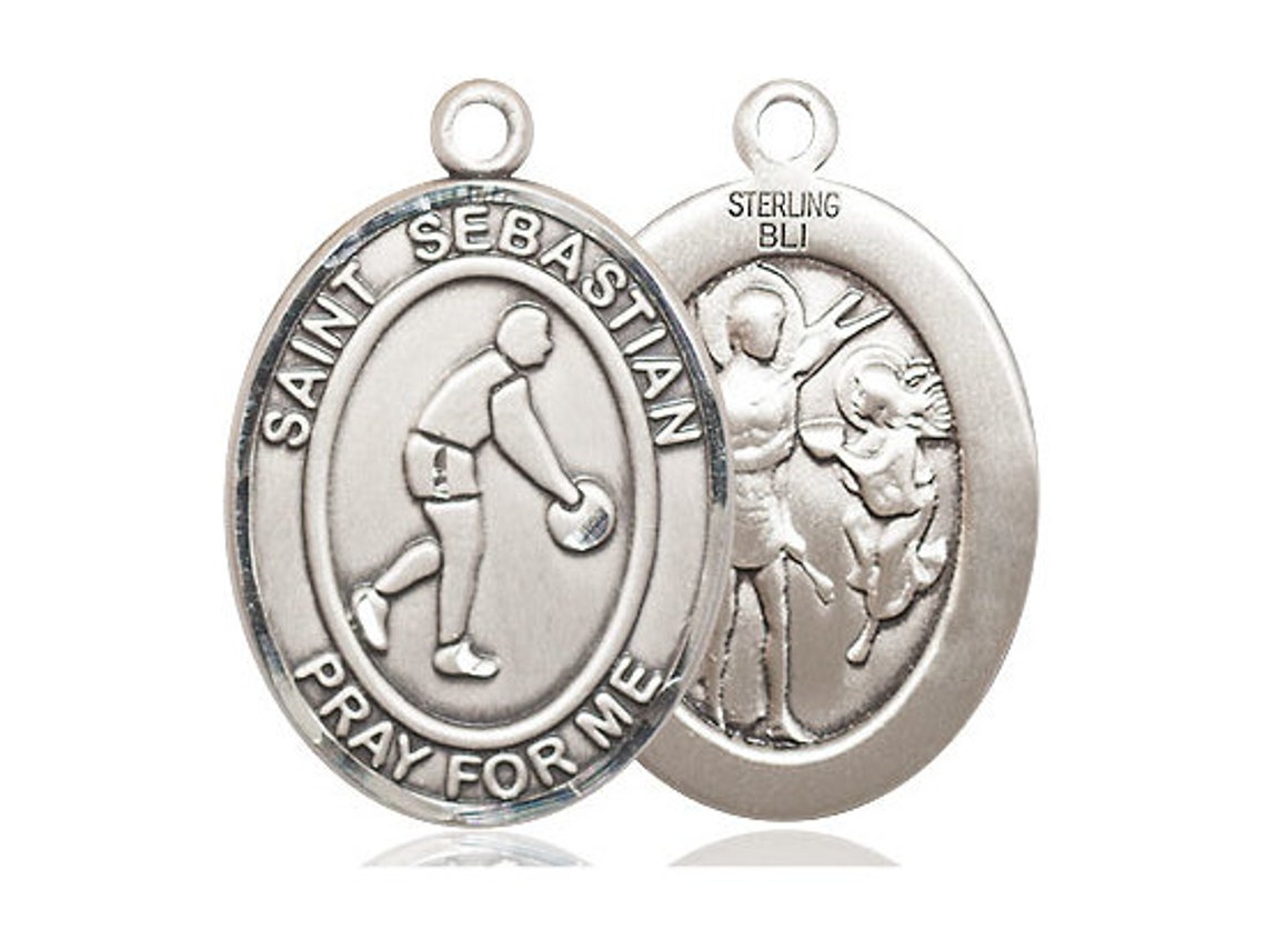 St Sebastian Basketball Sterling Silver Pendant on a 24 Inch Light ...