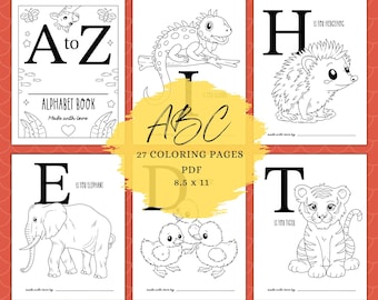 Animal Alphabet Coloring Book: ABC Baby Shower Game (Digital Download)