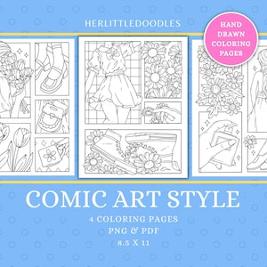 Comic Art Coloring Pages: Inspiring Girls (PNG, PDF Digital Download)