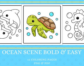Ocean Kawaii Coloring Pages: Sea Creatures Printable (PDF/PNG)