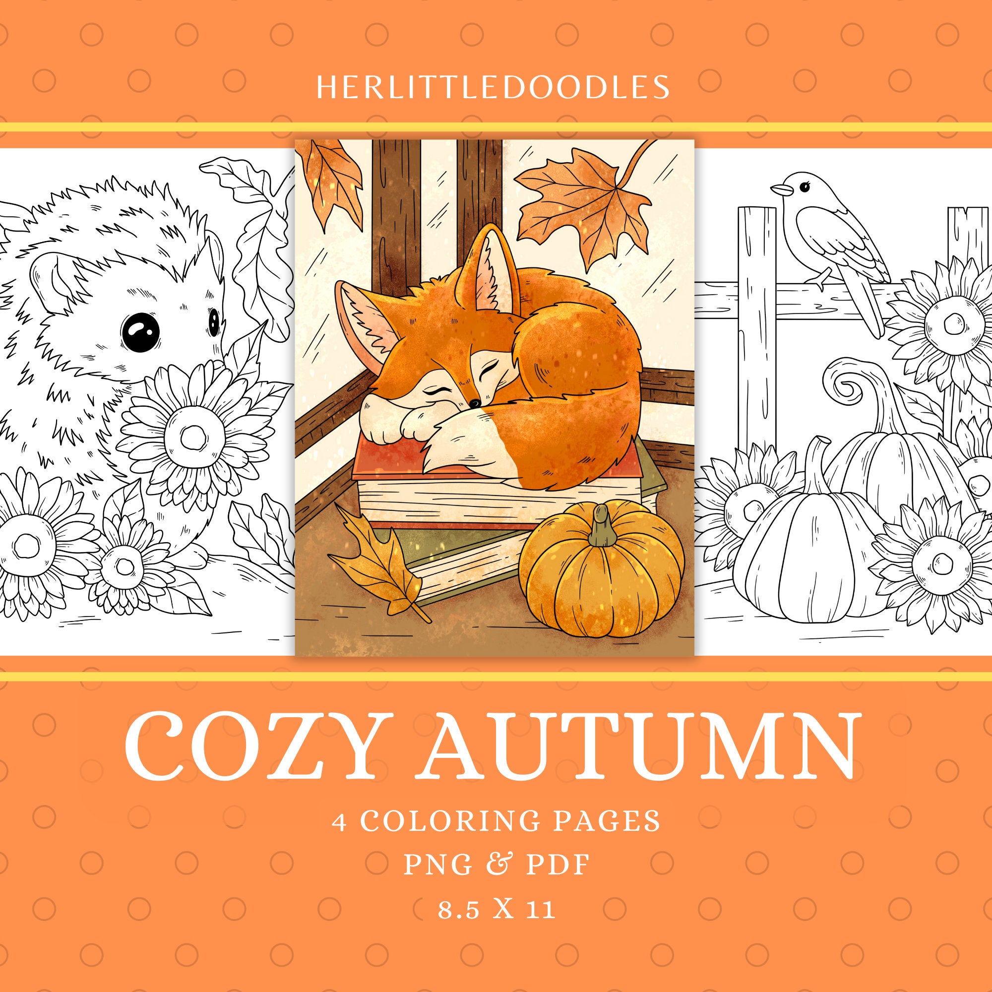Cozy Autumn, Coloring Sheets, Coloring Pages for Adults, Coloring Pages ...